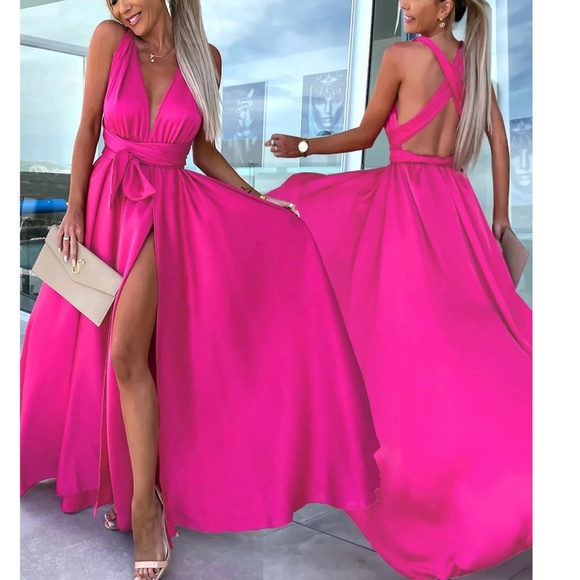 Colorful Multi-Wear Open Back High Waisted Maxi Dress - Picture 2 of 12